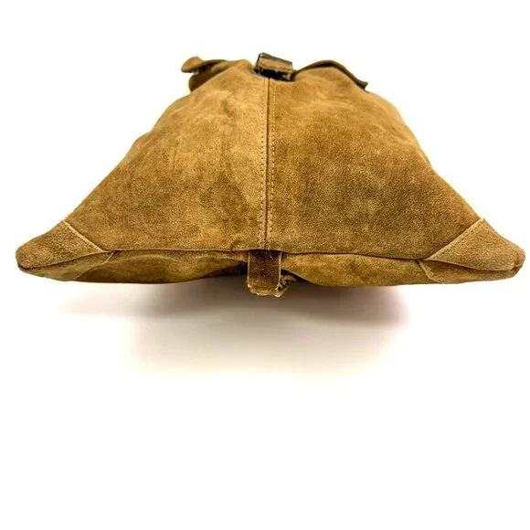 Vintage Brown Suede Backpack – Men’s Medium Bag, Casual Drawstring Style - Picture 9 of 11